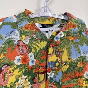 Tommy Hilfiger Mens XL Hawaiian Shirt Aloha Tropical Luau Rayon Button Up